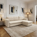 Canapé d'angle convertible velours côtelé beige - FARAH