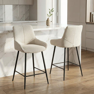 Lot de 2 tabourets de bar BJORN - tissu coloris beige