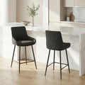 Lot de 2 tabourets de bar BJORN - tissu coloris noir
