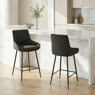 Lot de 2 tabourets de bar BJORN - tissu coloris noir