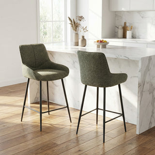 Lot de 2 tabourets de bar BJORN - tissu coloris vert