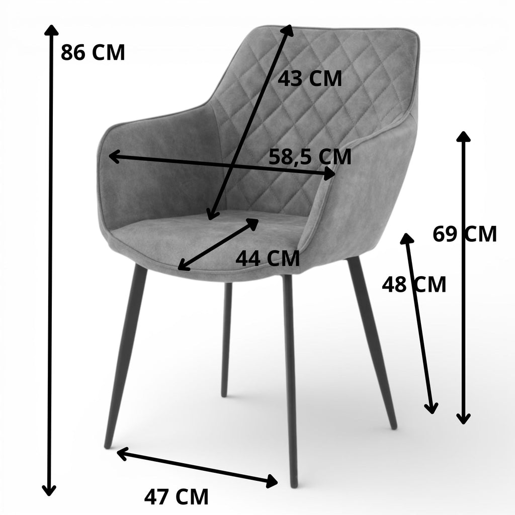 Lot de 2 chaises avec accoudoirs tissu beige pieds métal - ROLF