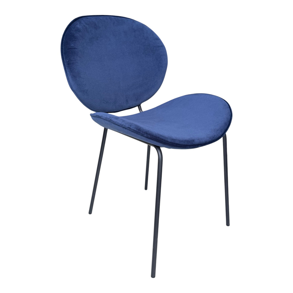 Lot de 2 chaises tissu velours bleu pieds métal noir - SAULT