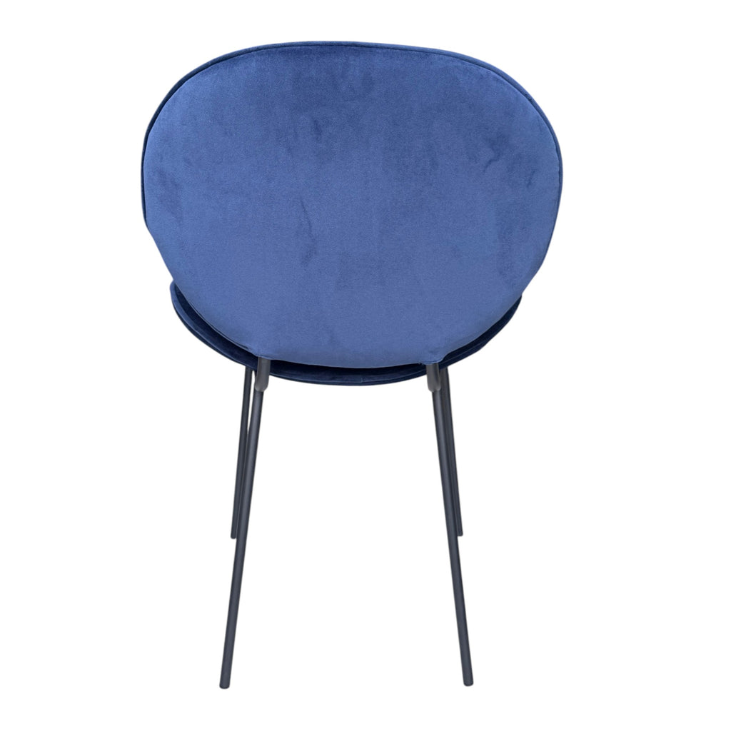 Lot de 2 chaises tissu velours bleu pieds métal noir - SAULT