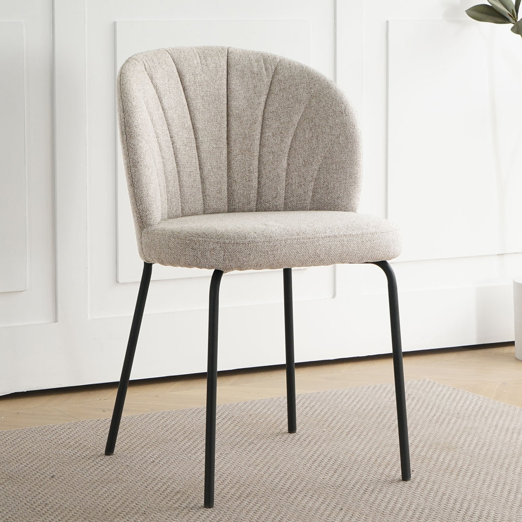 Lot de 2 chaises LUMOS en tissu pour cuisine ou salle à manger - pieds en métal noir