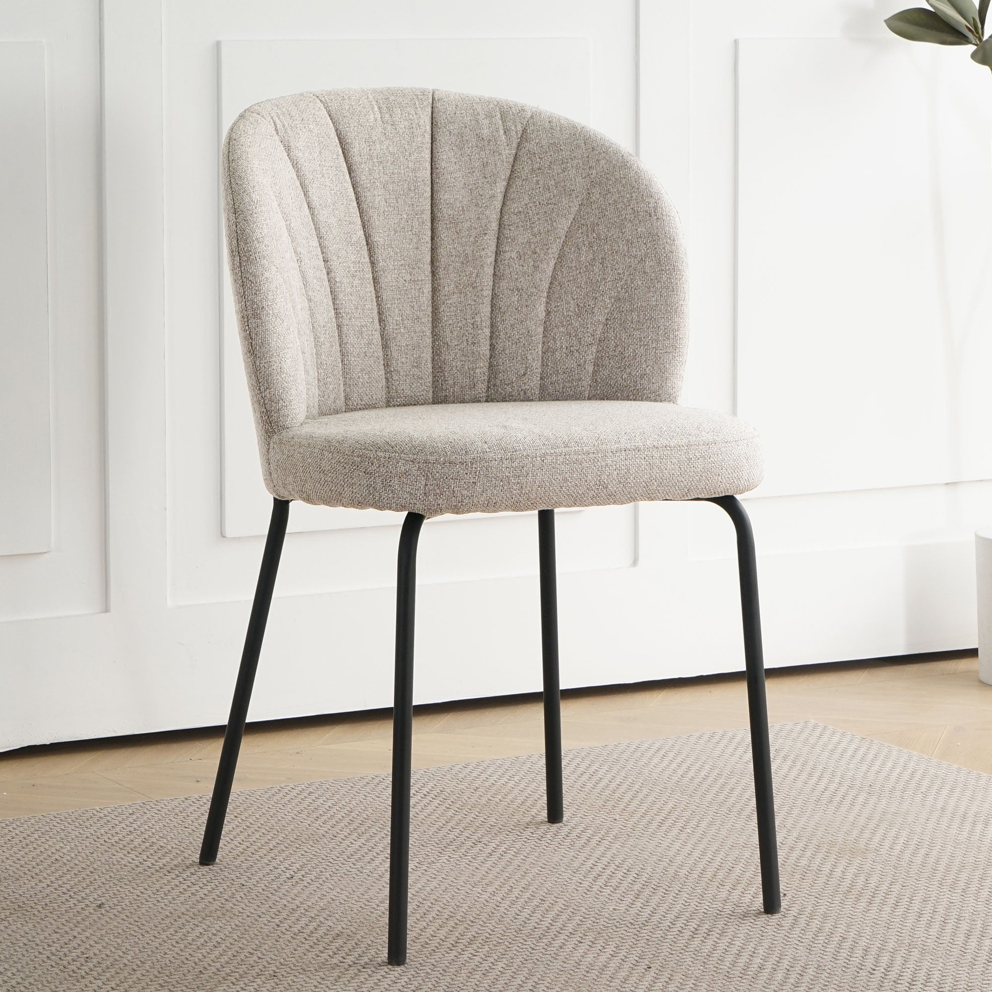 Lot de 2 chaises LUMOS en tissu pour cuisine ou salle à manger - pieds en métal noir