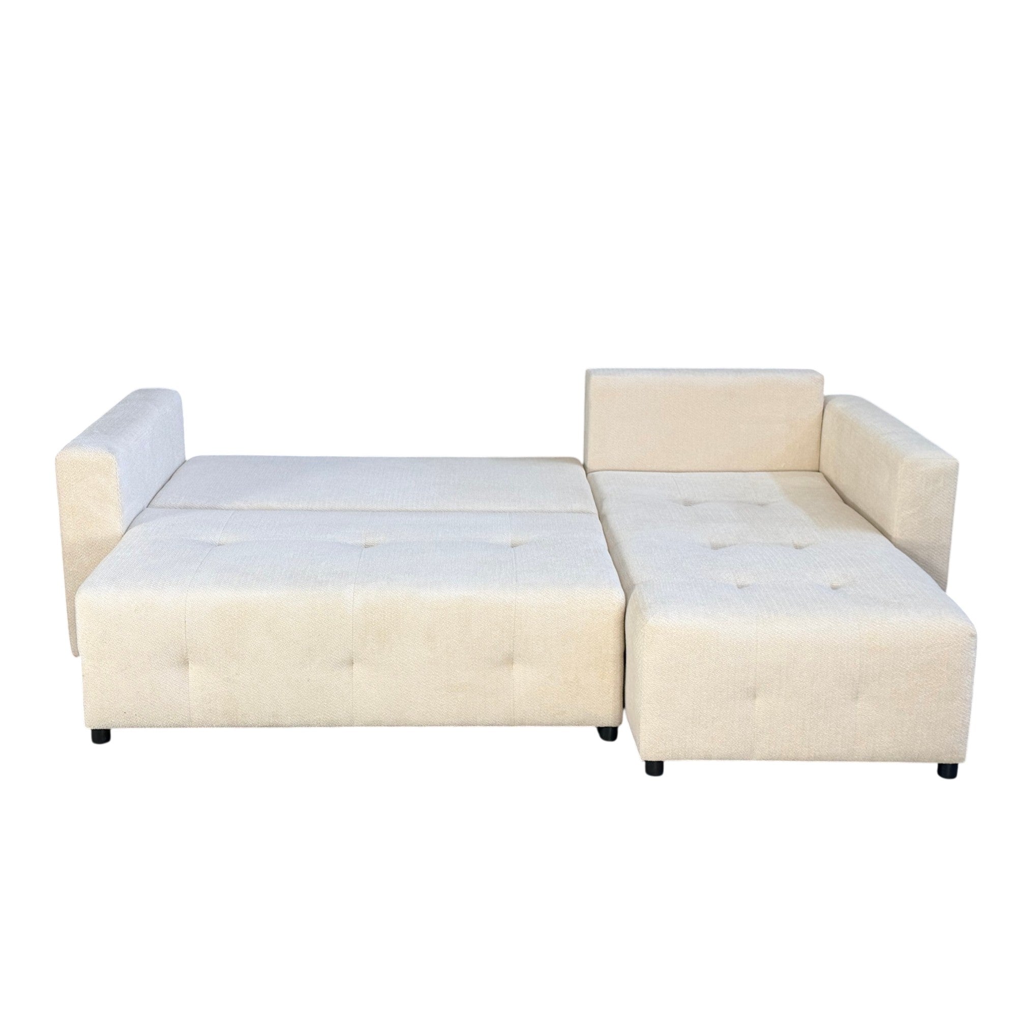 Canapé d'angle convertible 242 cm en tissu beige -  TEDY
