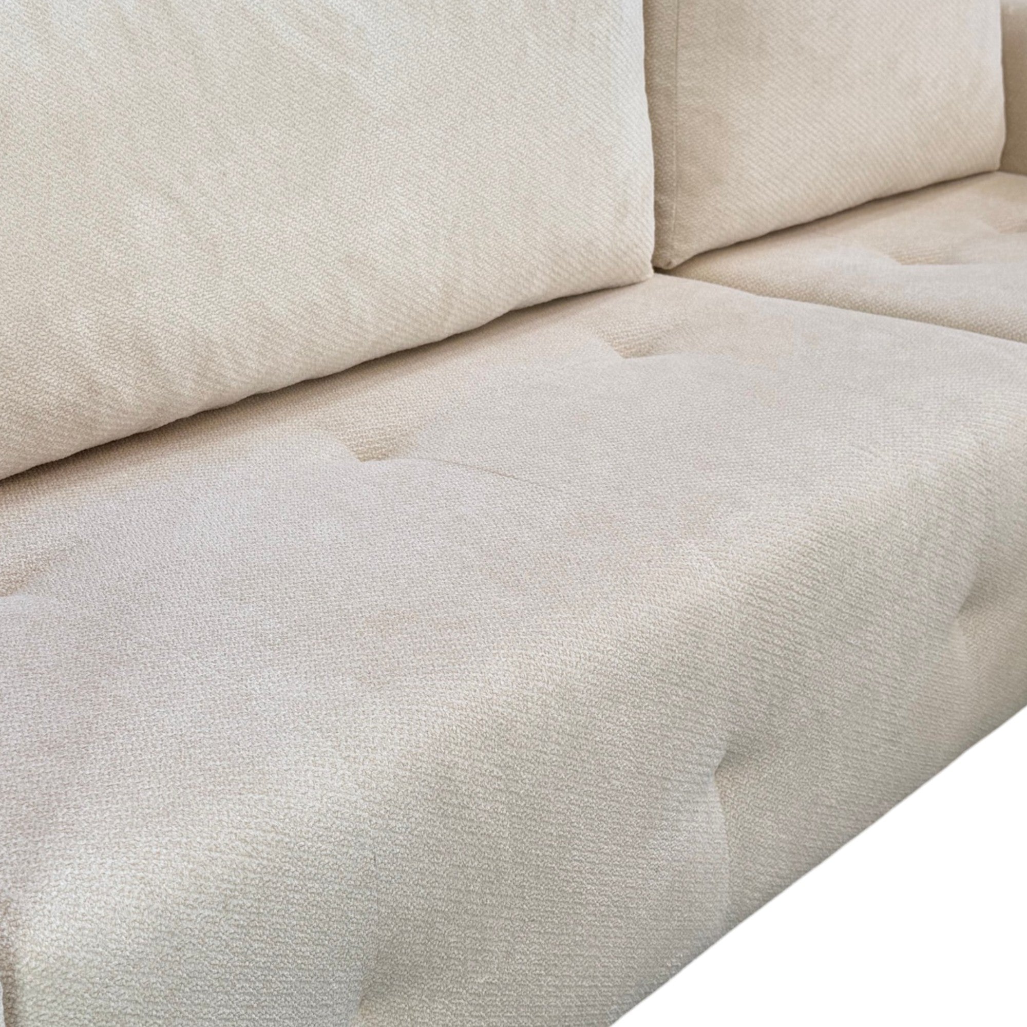 Canapé d'angle convertible 242 cm en tissu beige -  TEDY