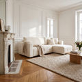 Canapé d'angle convertible 242 cm en tissu beige -  TEDY