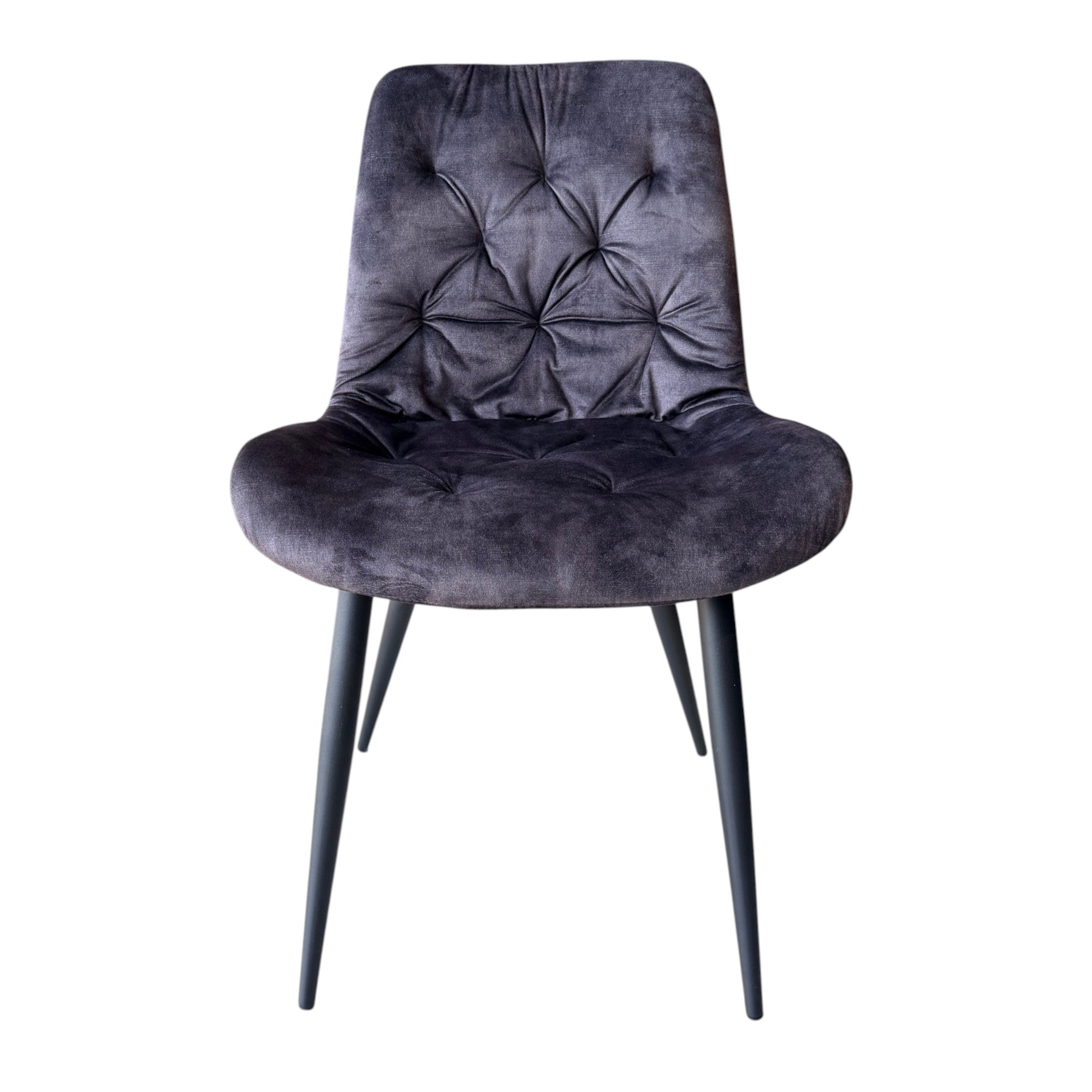4 chaises velours gris foncé pieds métal noir - TUFF