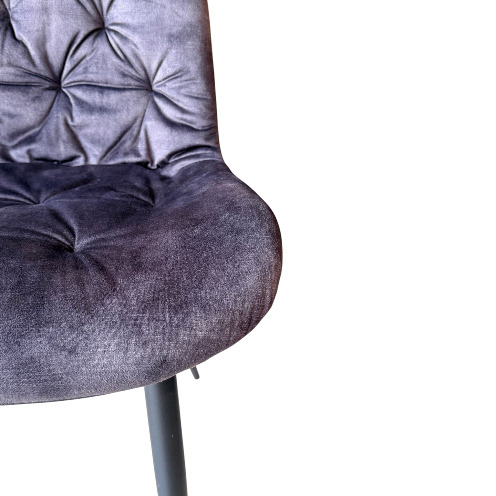 4 chaises velours gris foncé pieds métal noir - TUFF