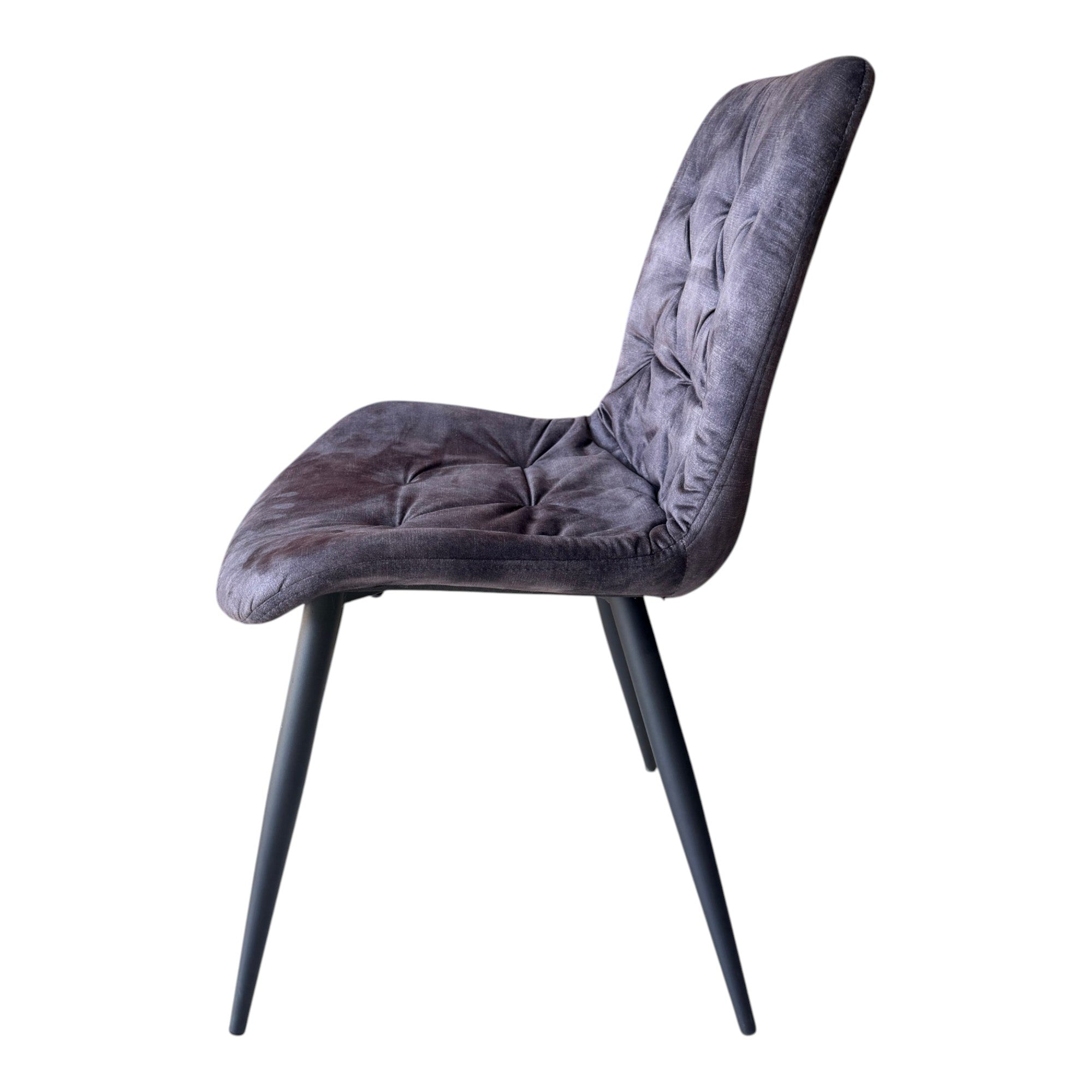 4 chaises velours gris foncé pieds métal noir - TUFF