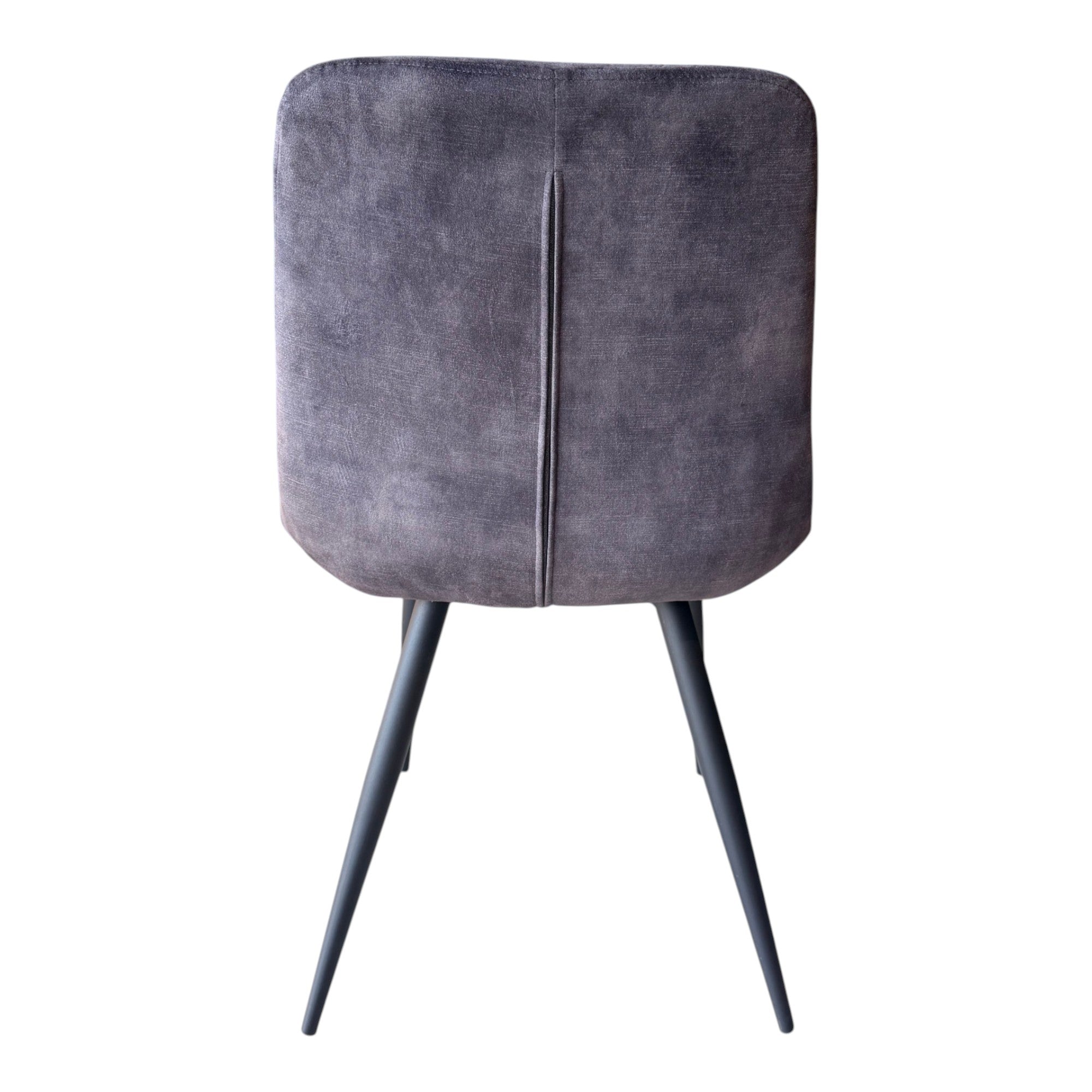 4 chaises velours gris foncé pieds métal noir - TUFF