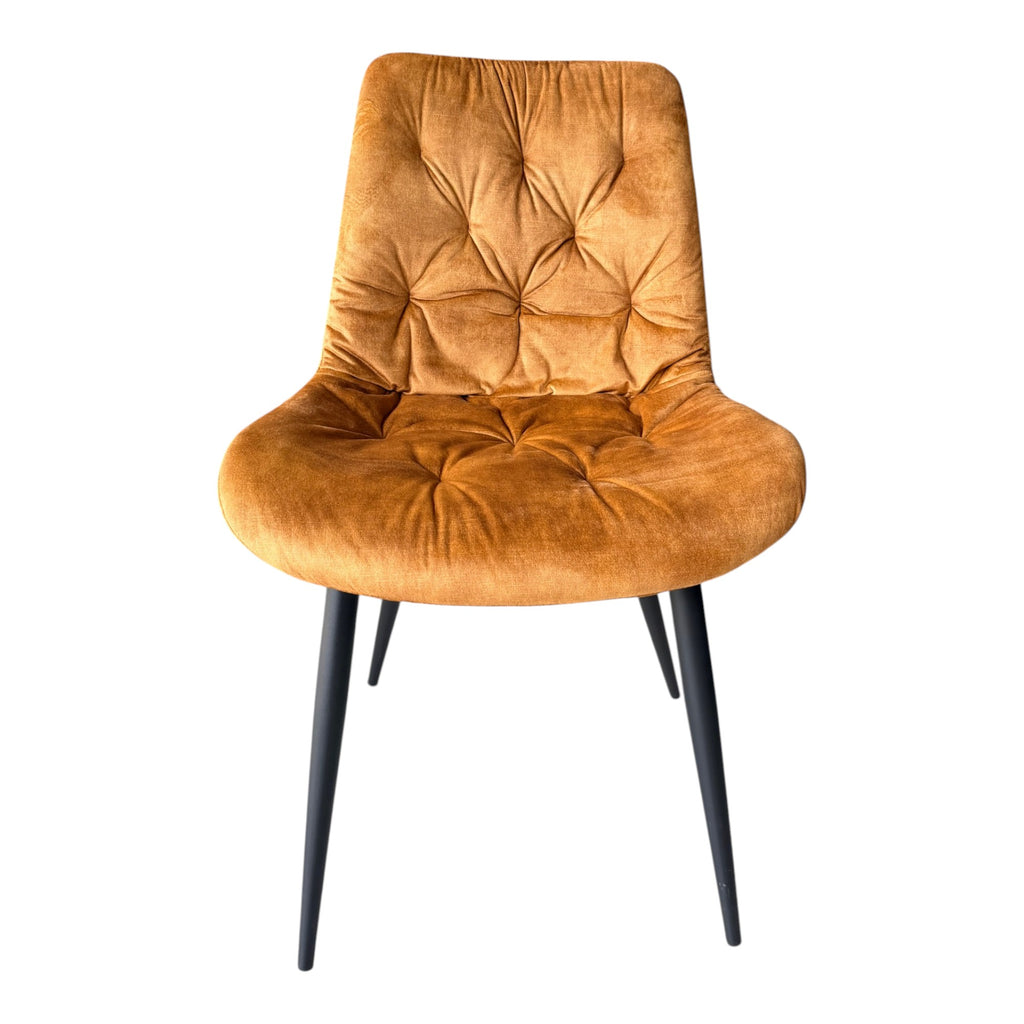4 chaises velours jaune pieds métal noir - TUFF
