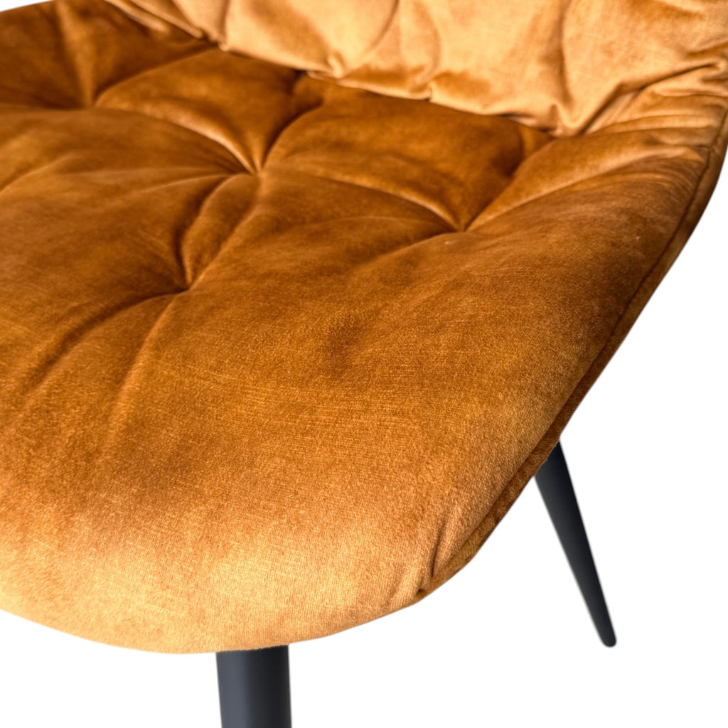 4 chaises velours jaune pieds métal noir - TUFF