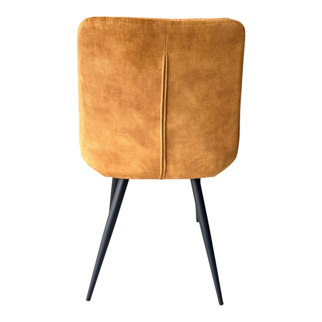 4 chaises velours jaune pieds métal noir - TUFF
