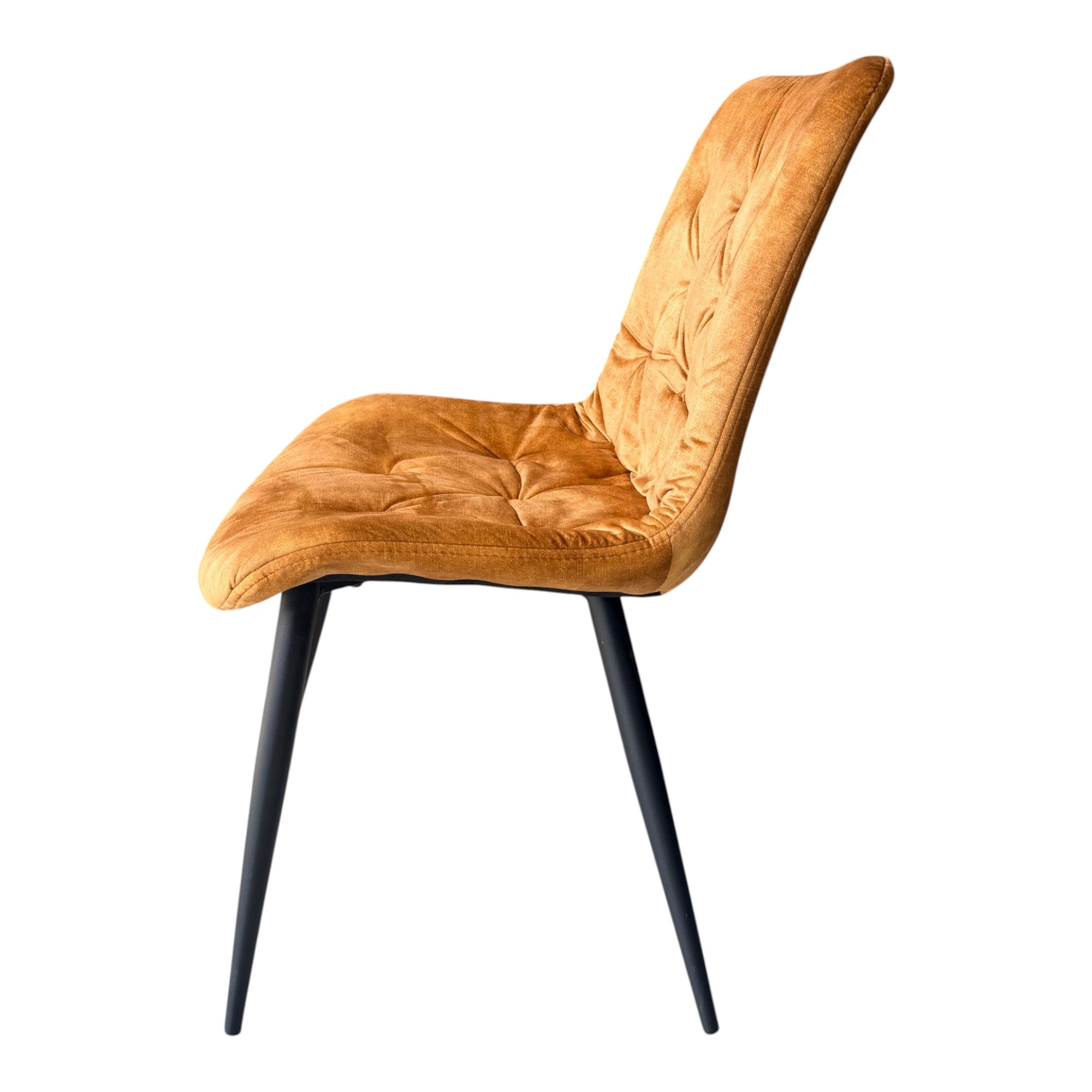 4 chaises velours jaune pieds métal noir - TUFF
