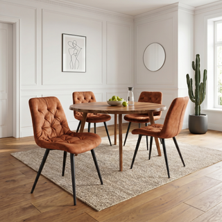 Lot de 4 chaises velours orange pieds métal noir - TUFF