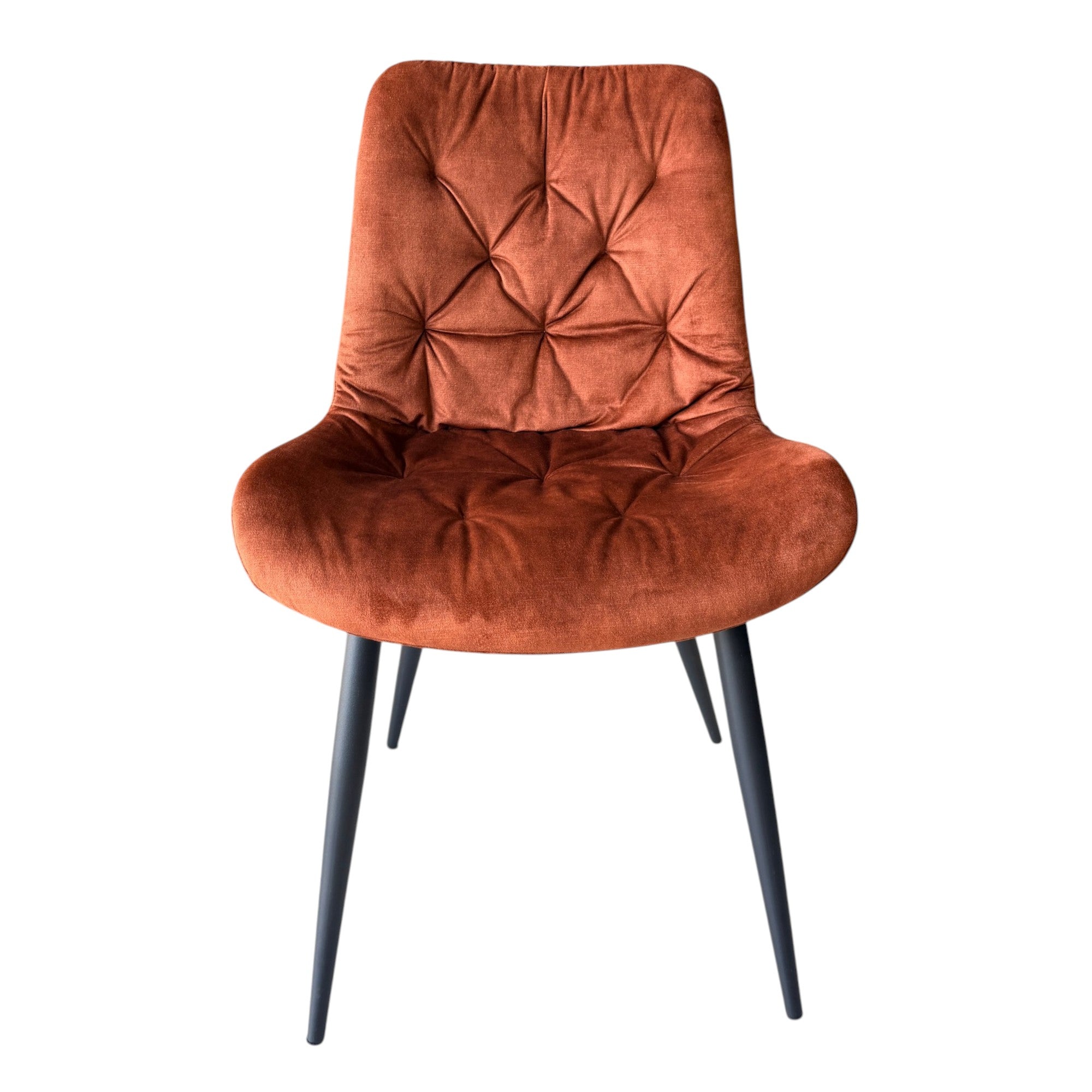 4 chaises velours orange pieds métal noir - TUFF