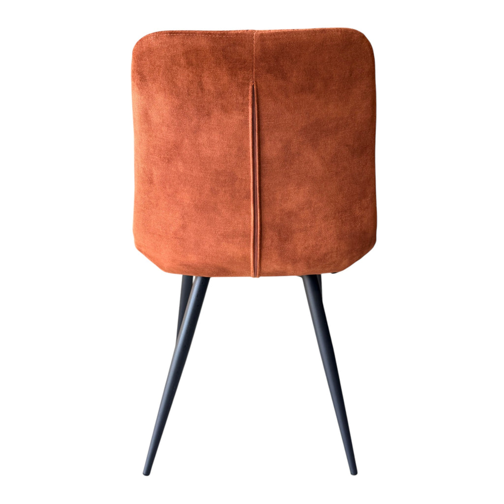 4 chaises velours orange pieds métal noir - TUFF