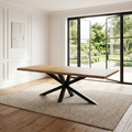 Table de salle à manger WEST 200 cm bois massif pied central en métal