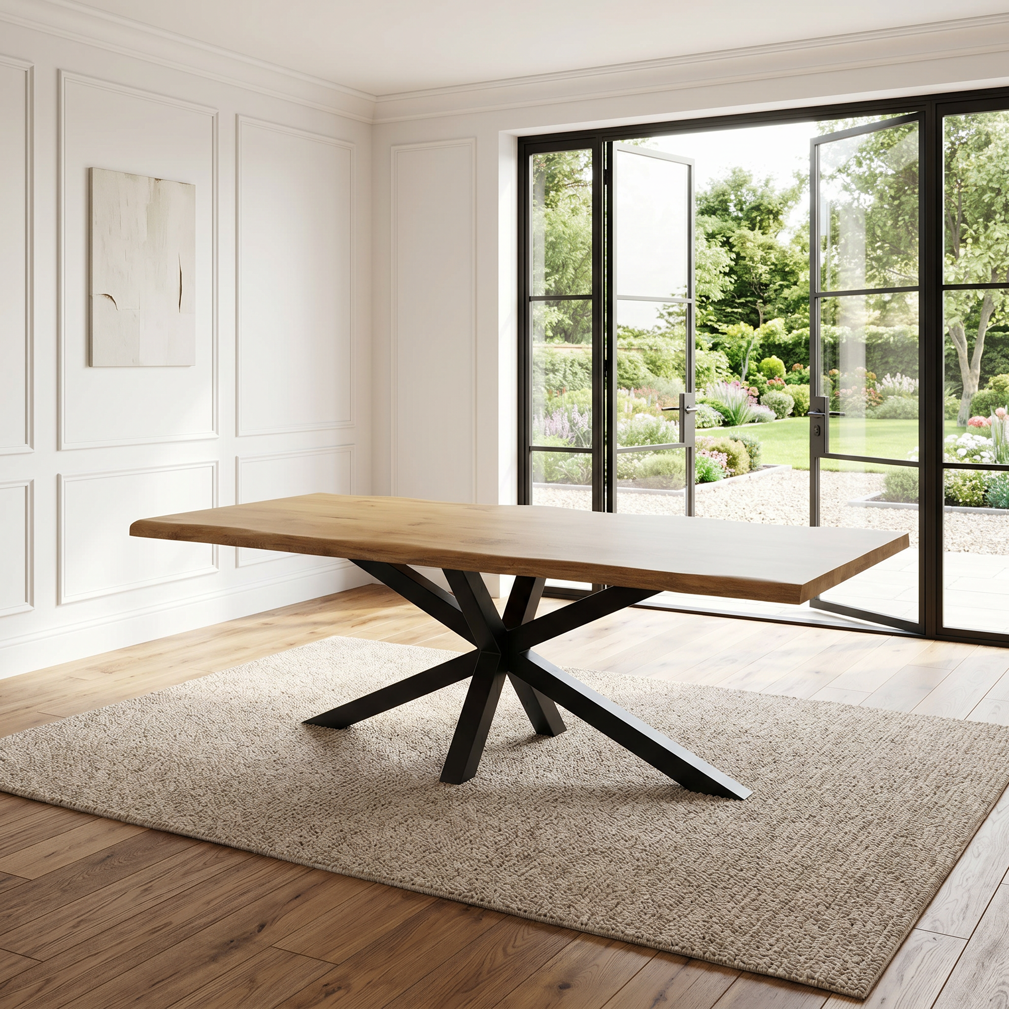 Table de salle à manger WEST 200 cm bois massif pied central en métal