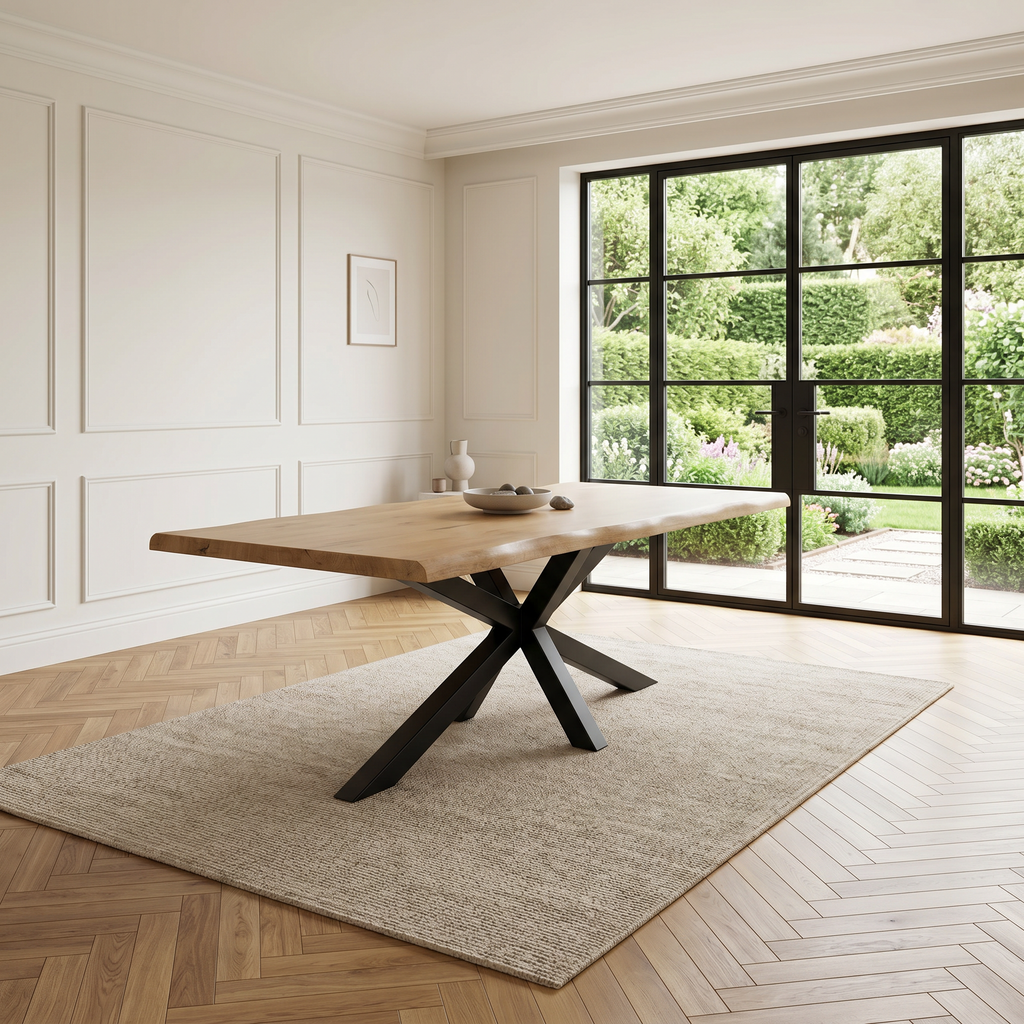 Table de salle à manger WEST 200 cm bois massif pied central en métal
