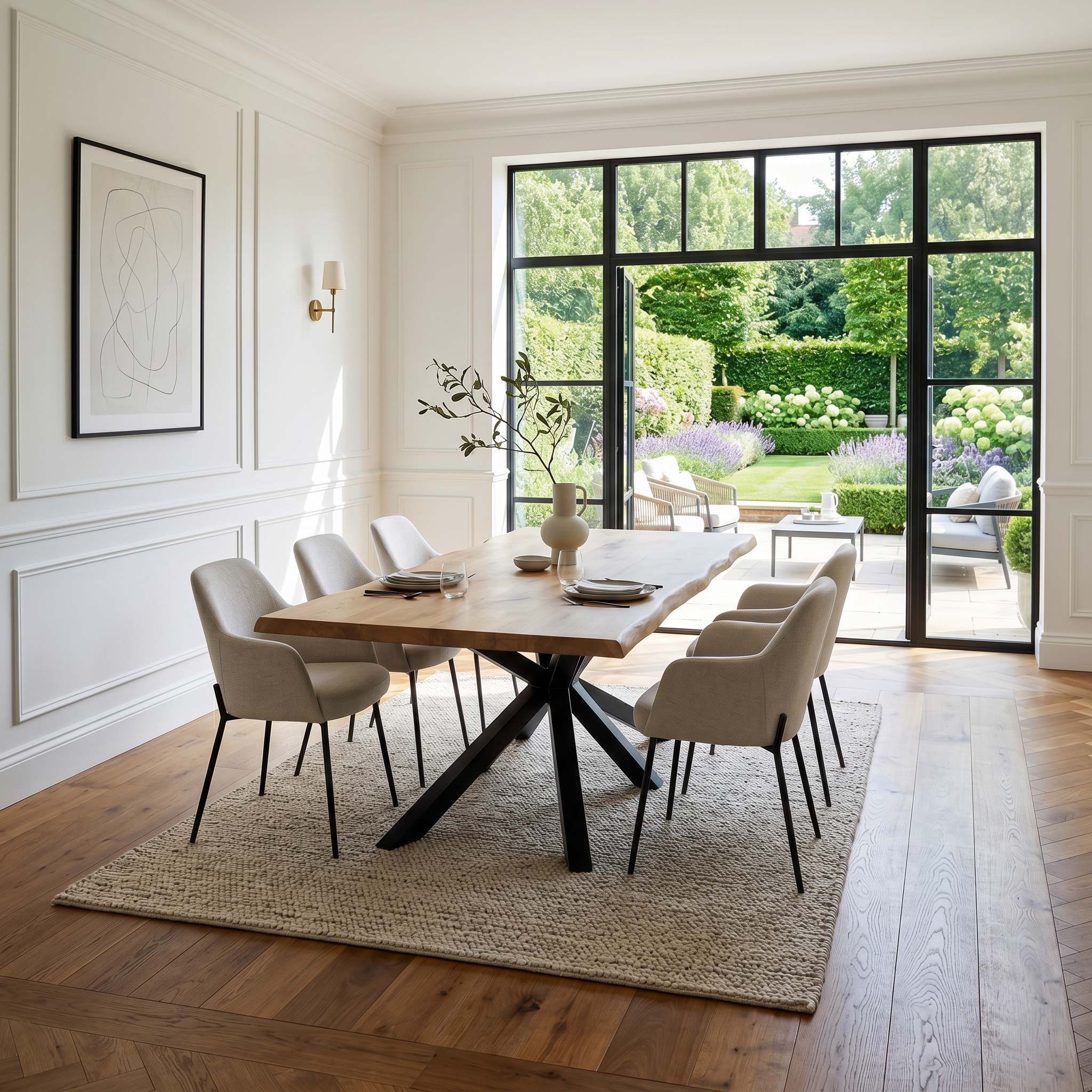 Table de salle à manger WEST 200 cm bois massif pied central en métal