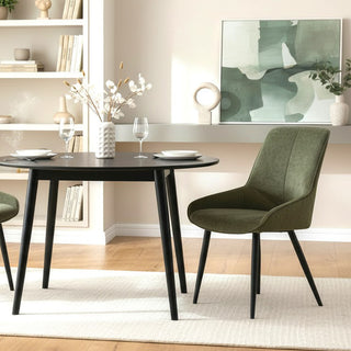 Lot de 2 chaises tissu vert pieds métal - BJORN