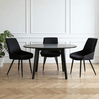 Lot de 2 chaises tissu noir pieds métal - BJORN