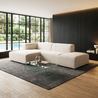 Canapé d'angle gauche velours côtelé beige - BLOK 2