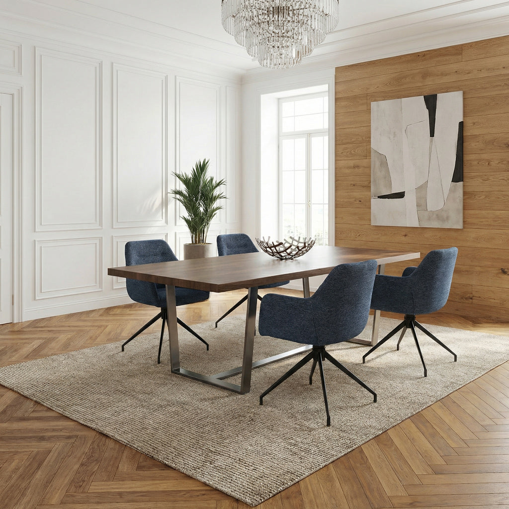 2 chaises avec accoudoirs pivotantes tissu bleu - MORINI