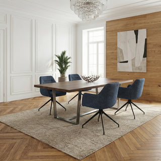 2 chaises avec accoudoirs pivotantes tissu bleu - MORINI