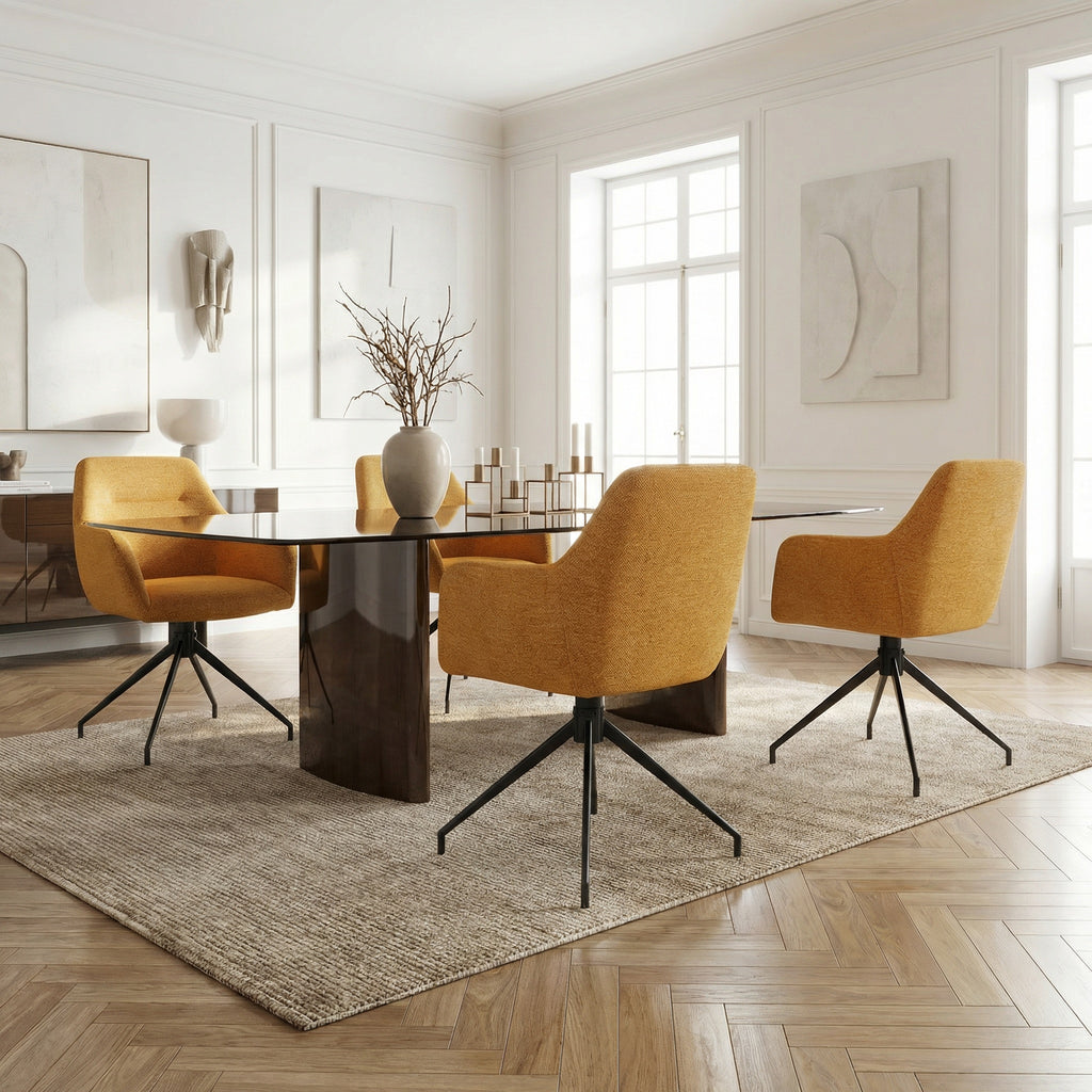 Lot de 2 chaises avec accoudoirs pivotantes tissu jaune - MORINI