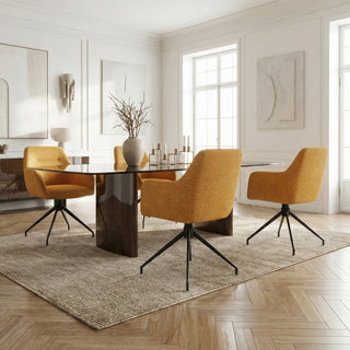 2 chaises avec accoudoirs pivotantes tissu jaune - MORINI
