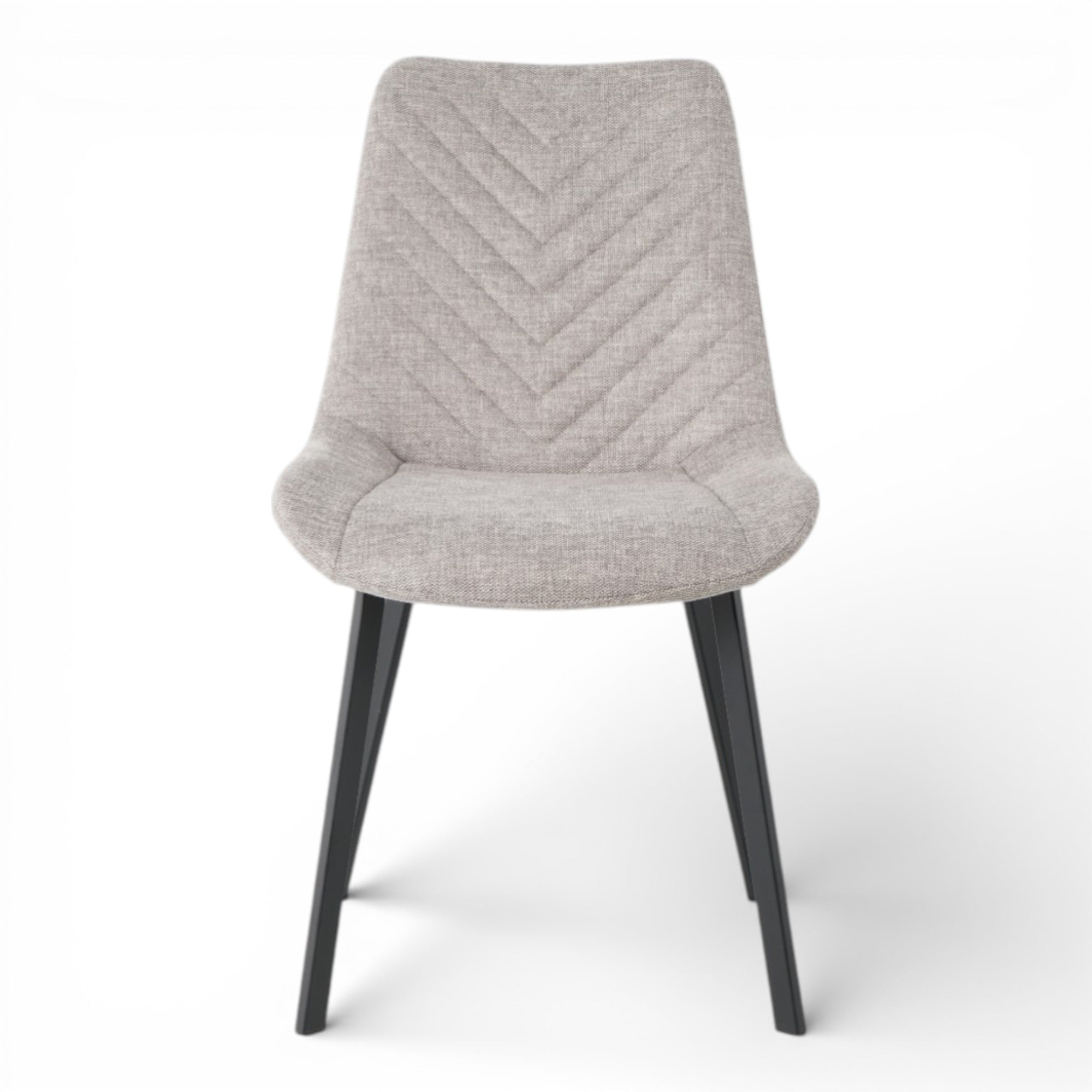 4 chaises tissu gris clair pieds métal noir - ANGUS