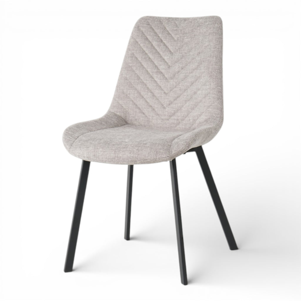 4 chaises tissu gris clair pieds métal noir - ANGUS