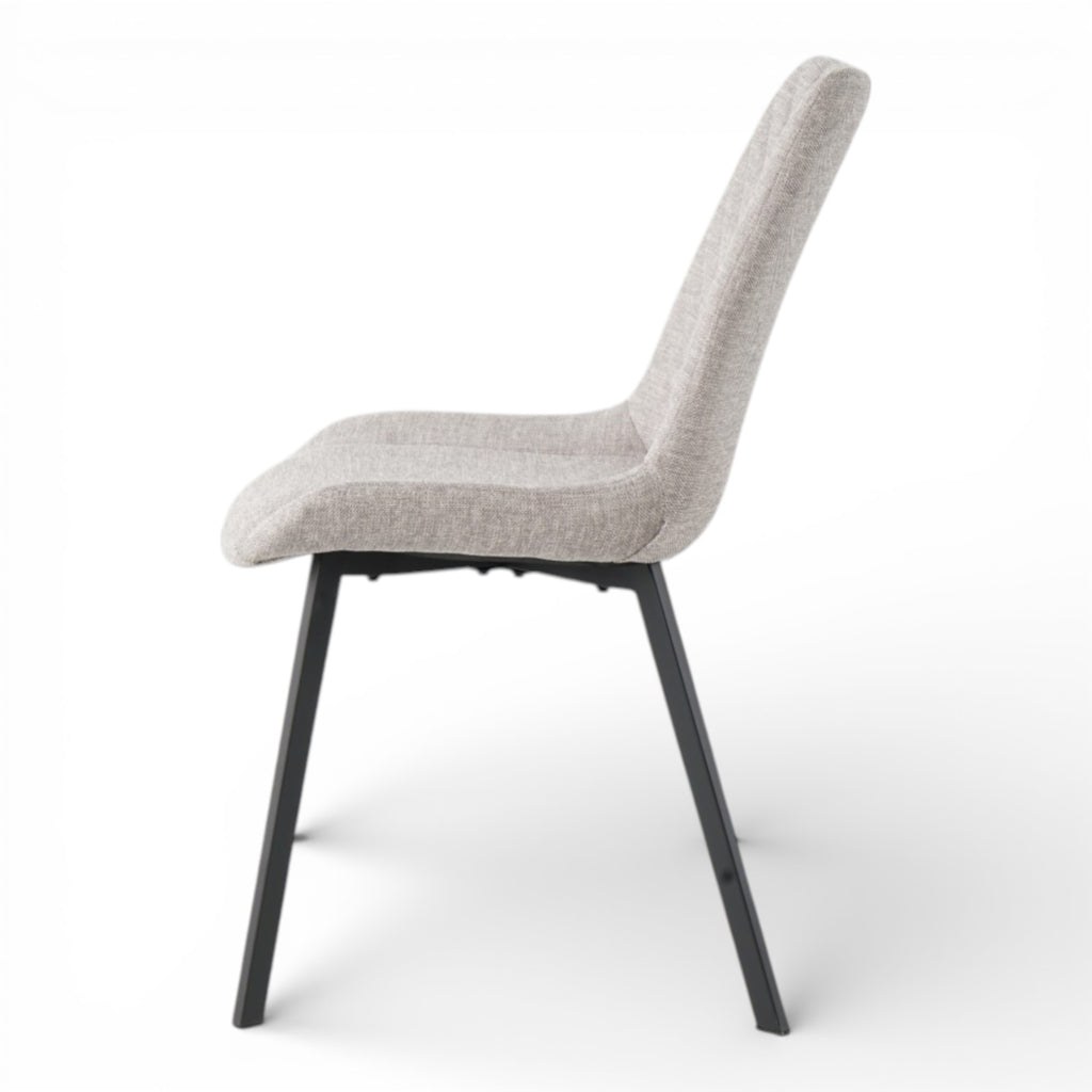 4 chaises tissu gris clair pieds métal noir - ANGUS