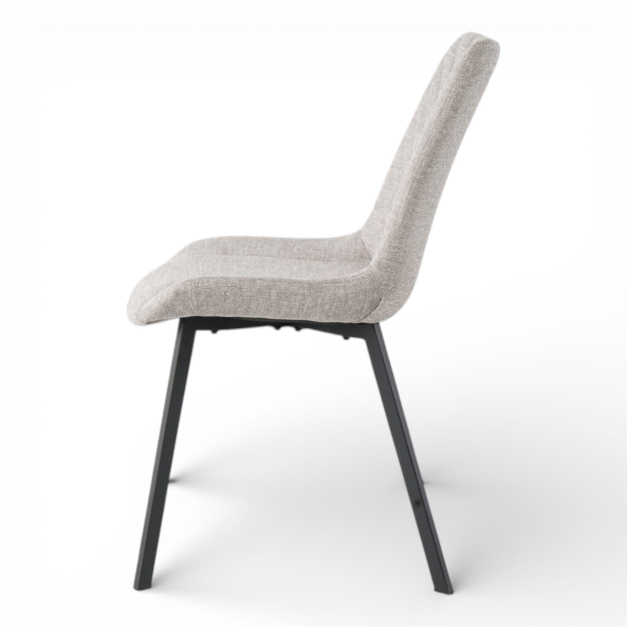4 chaises tissu gris clair pieds métal noir - ANGUS