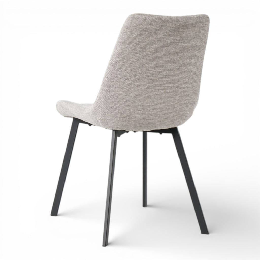 4 chaises tissu gris clair pieds métal noir - ANGUS