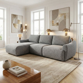 Canapé d'angle gauche convertible tissu gris - APPIA