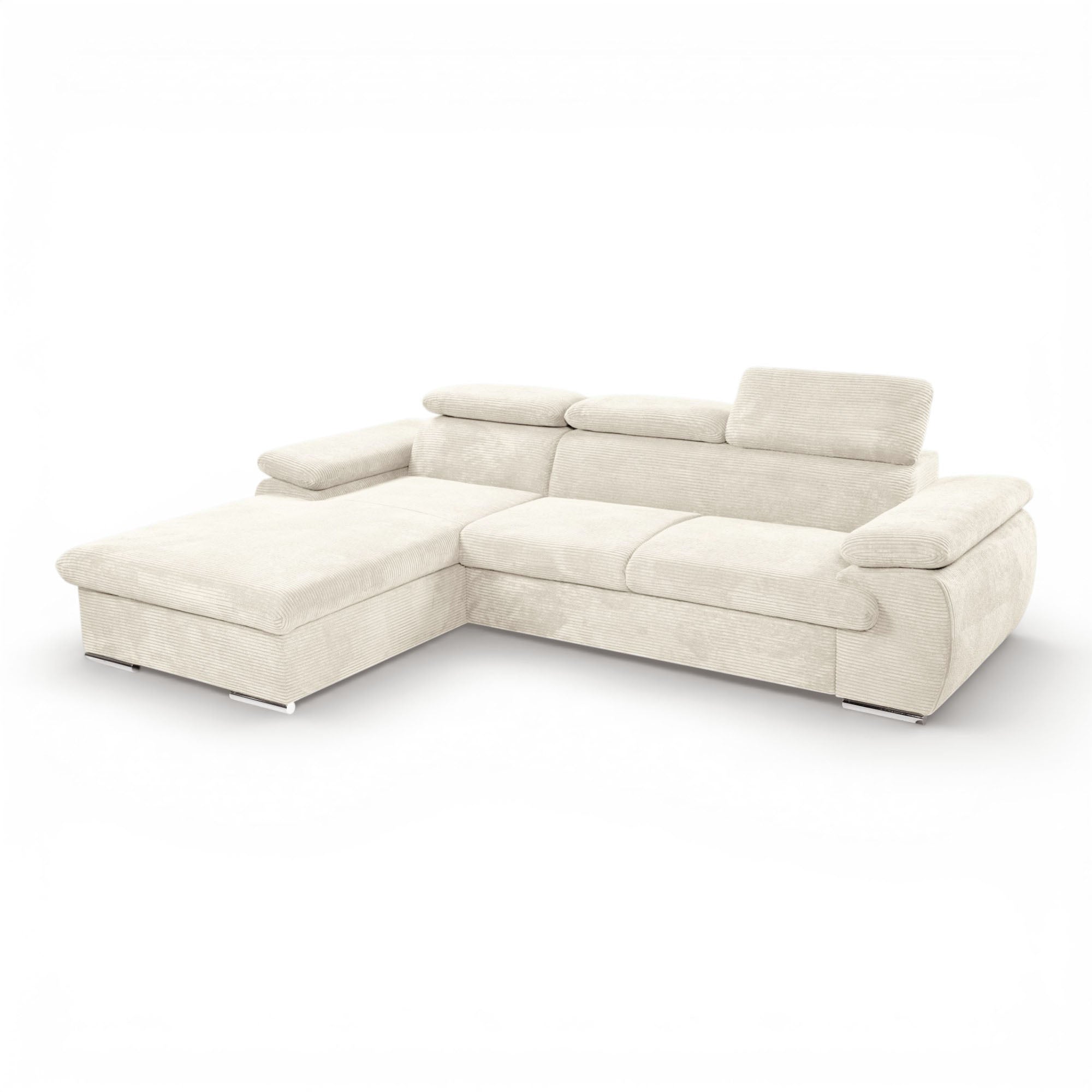 Canapé d'angle gauche tissu côtelé beige - KOST