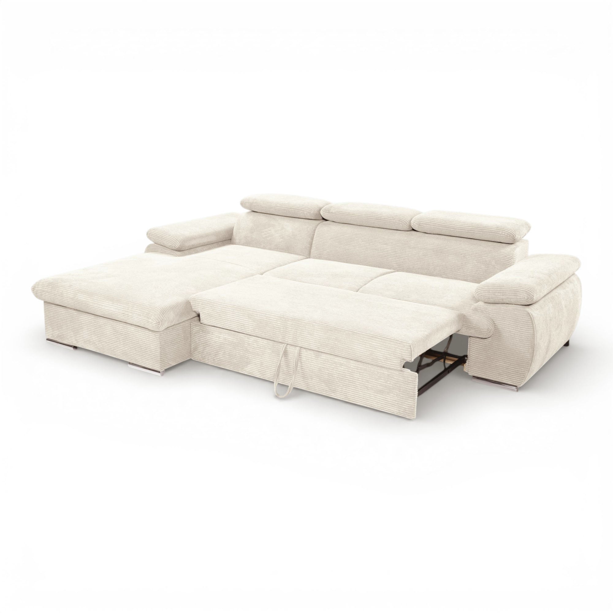 Canapé d'angle gauche tissu côtelé beige - KOST