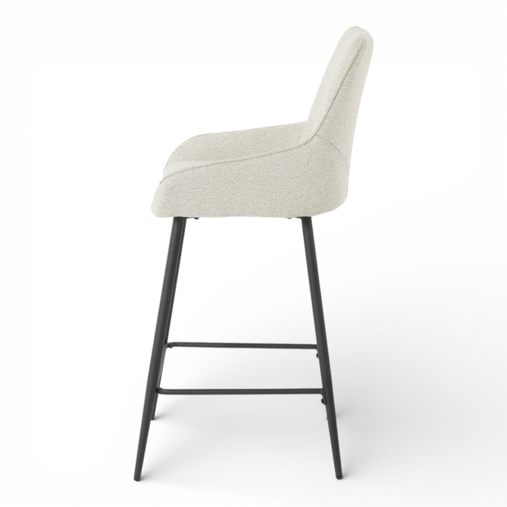 Lot de 2 tabourets de bar BJORN - tissu coloris beige