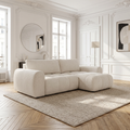Canapé d'angle fixe tissu beige coté droit - OMBO