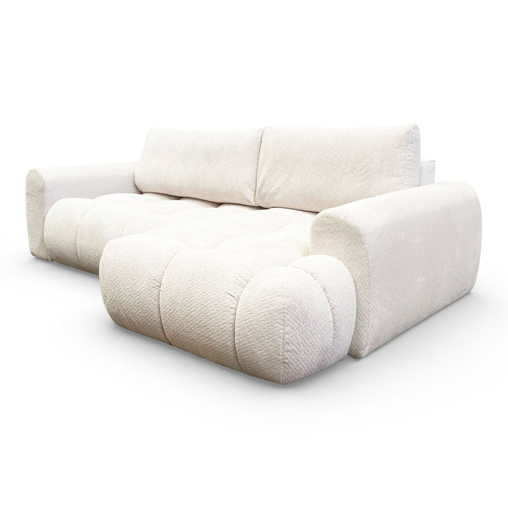 Canapé d'angle fixe tissu beige coté droit - OMBO