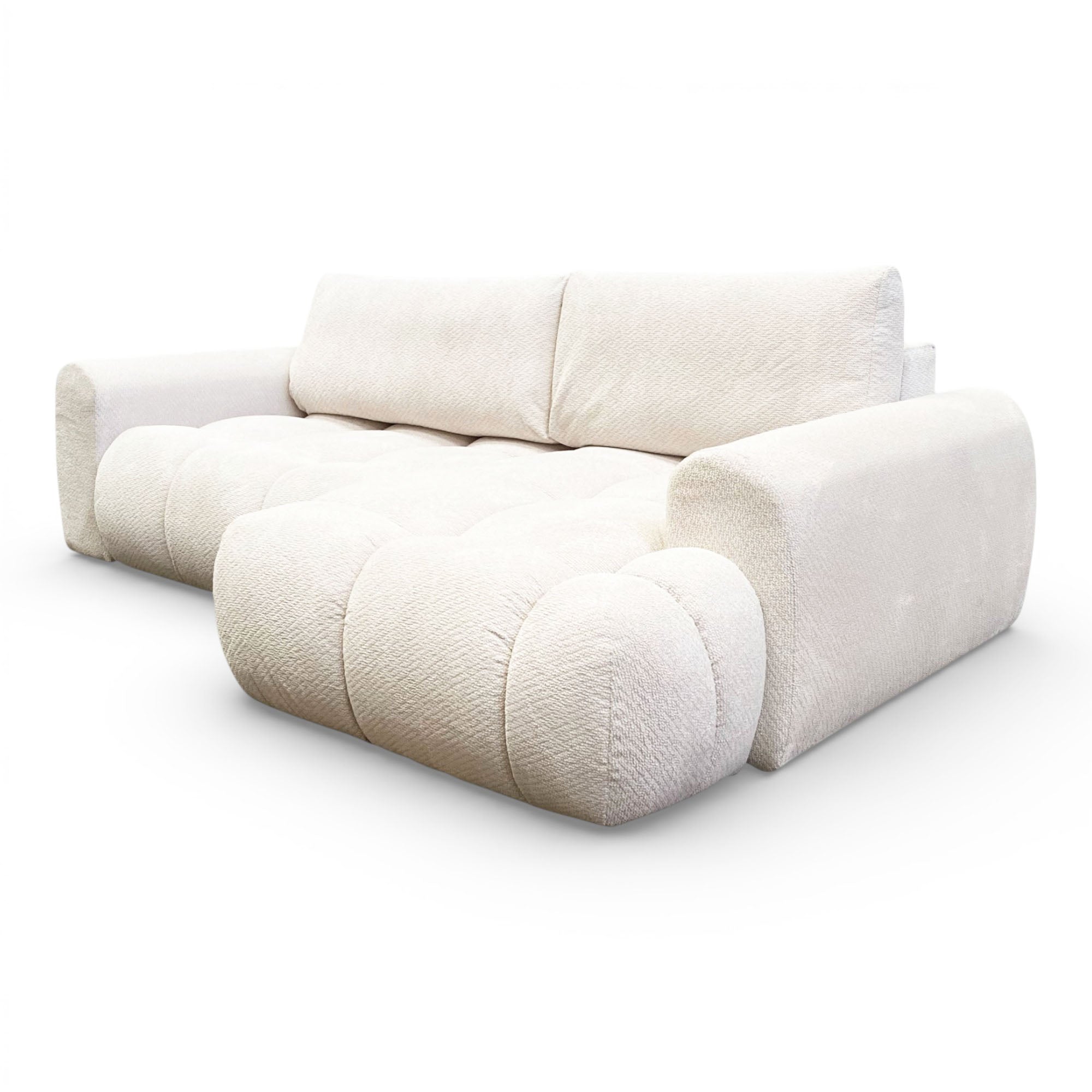 Canapé d'angle fixe tissu beige coté droit - OMBO