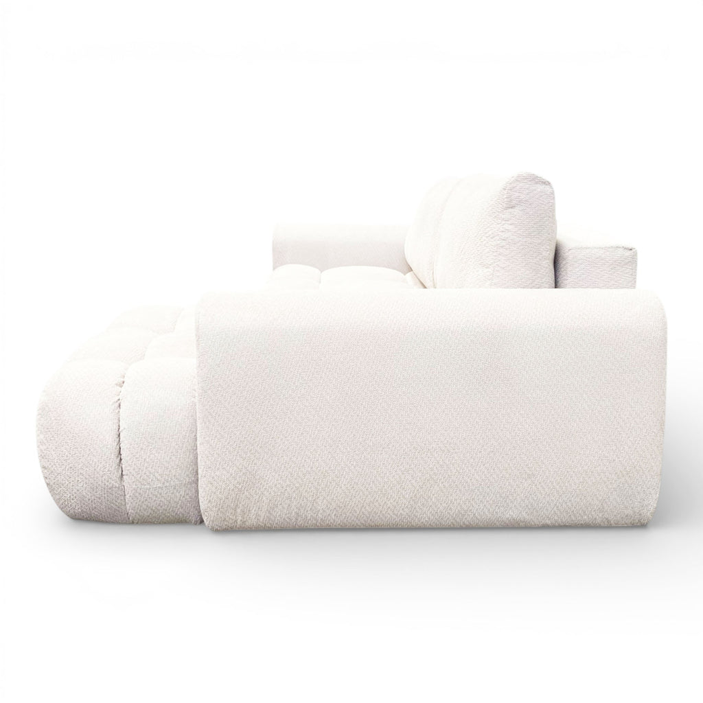 Canapé d'angle fixe tissu beige coté droit - OMBO