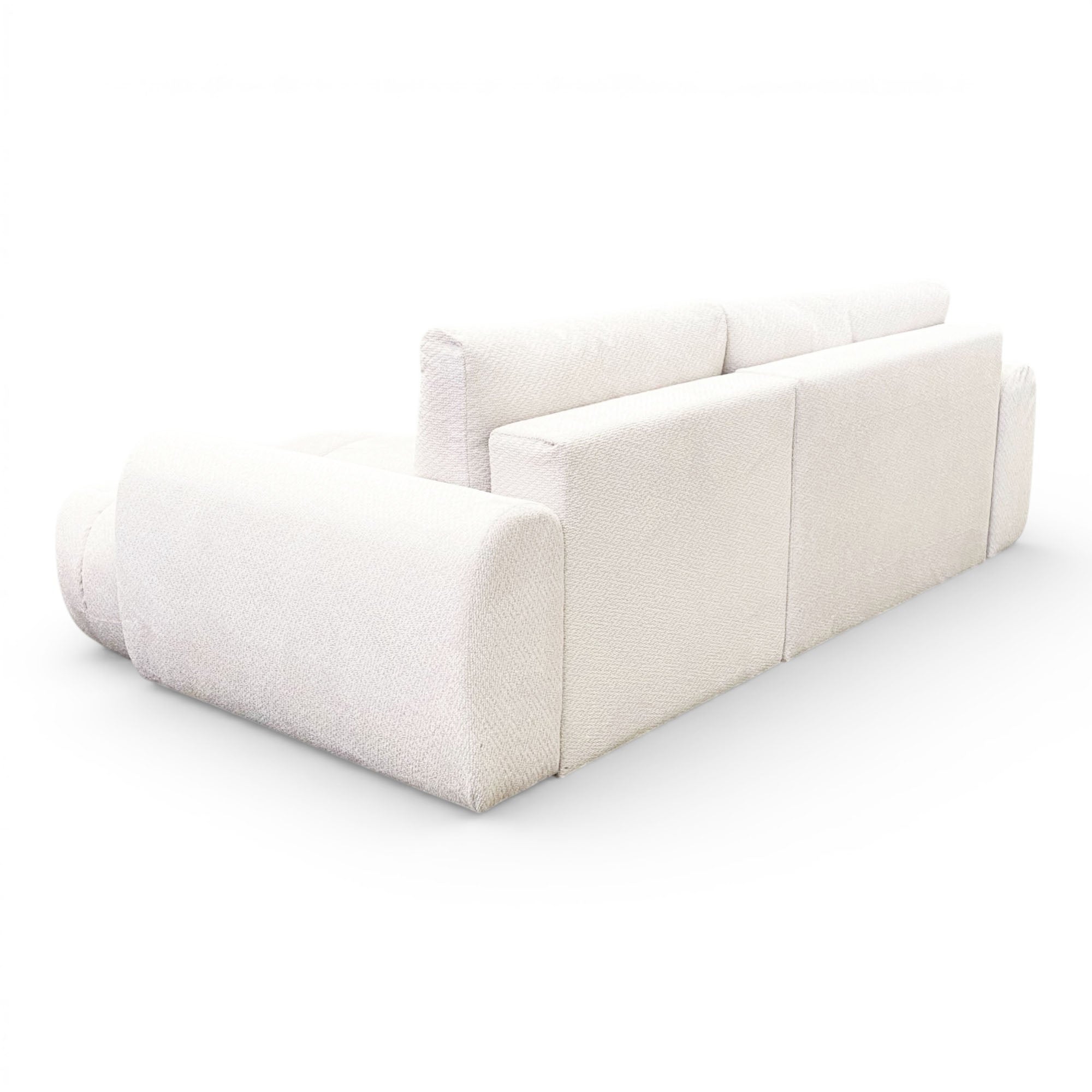 Canapé d'angle fixe tissu beige coté droit - OMBO
