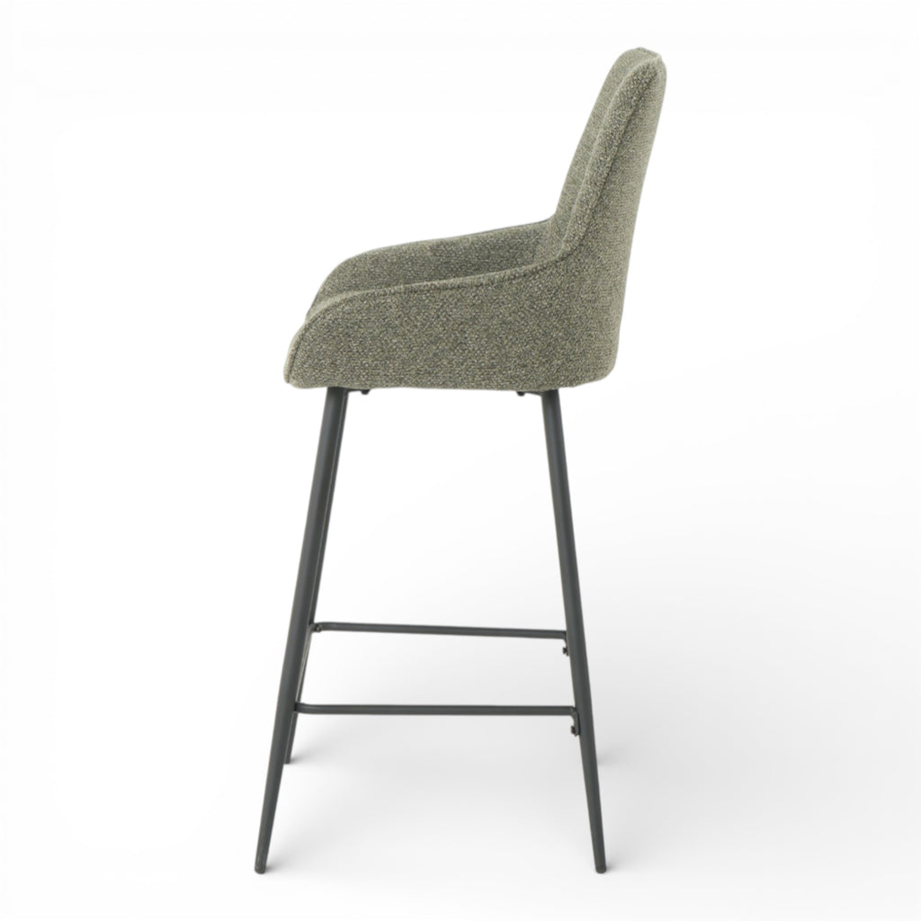 Lot de 2 tabourets de bar BJORN - tissu coloris vert